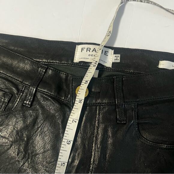 Frame  Sz 26 Le Garcon Leather Slim  Boyfriend Black Pants - Picture 11 of 13